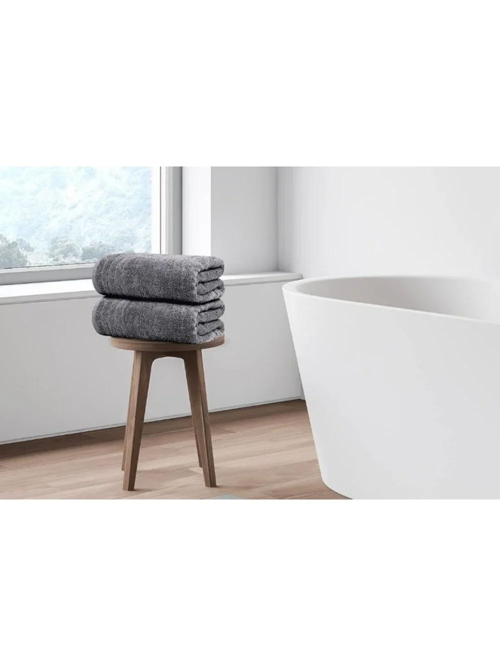 Extra Large Dark Grey Bath Towels Set - 100% Cotton, Soft, Quick-Dry, Absorbent